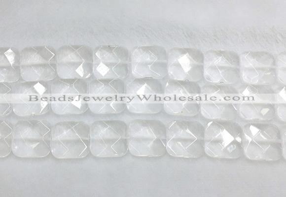 CCBS18 15 inches 18mm faceted square white crystal beads wholesale