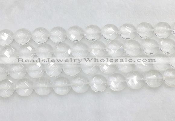 CCBS22 15 inches 14mm faceted coin white crystal beads wholesale