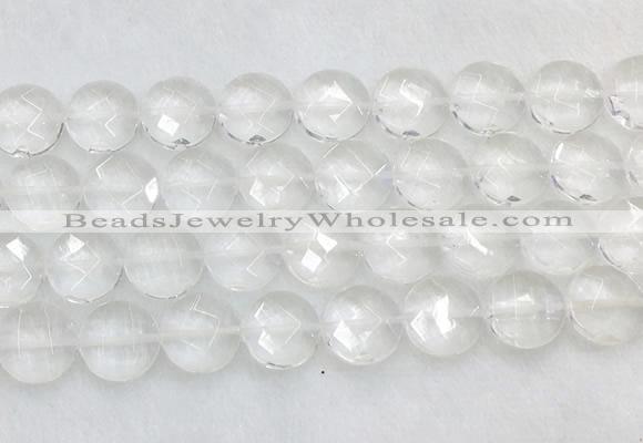 CCBS23 15 inches 16mm faceted coin white crystal beads wholesale