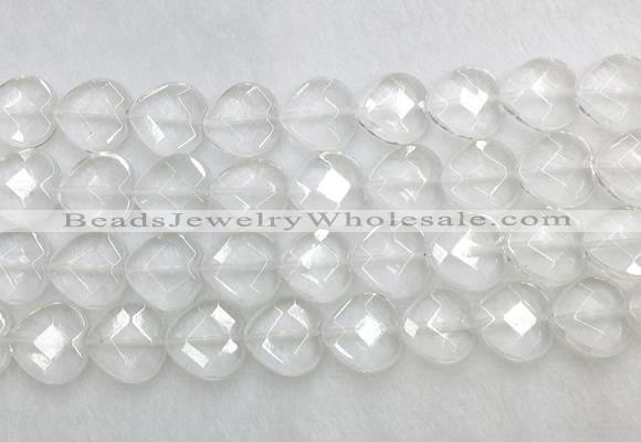 CCBS29 15 inches 16mm faceted heart white crystal beads wholesale