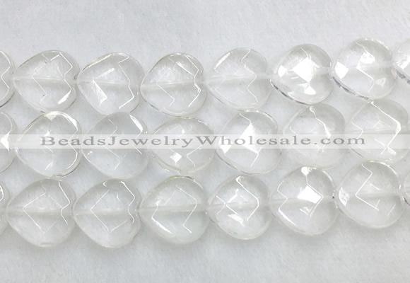 CCBS31 15 inches 20mm faceted heart white crystal beads wholesale