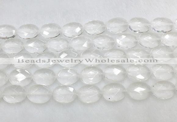 CCBS41 15 inches 12*16mm faceted oval white crystal beads wholesale
