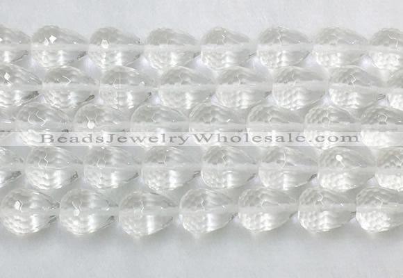 CCBS47 15 inches 12*16mm faceted teardrop white crystal beads wholesale