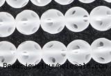 CCC608 15.5 inches 10mm faceted round matte natural white crystal beads