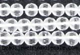 CCC611 15.5 inches 6mm faceted round matte natural white crystal beads