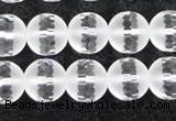 CCC613 15.5 inches 10mm faceted round matte natural white crystal beads