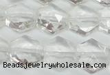 CCC750 15.5 inches 14*14mm faceted hexagon natural white crystal beads