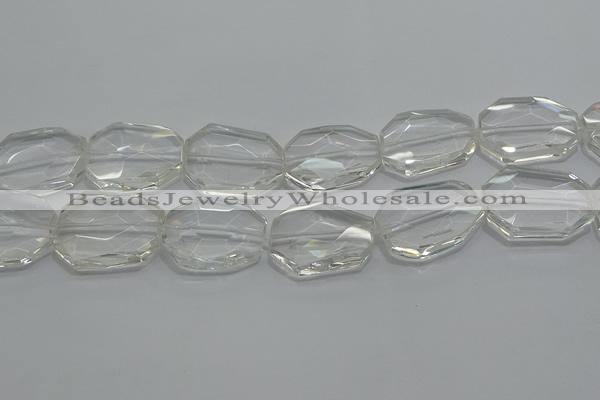 CCC815 15.5 inches 25*30mm faceted freeform natural white crystal beads