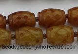 CCJ324 15.5 inches 12*16mm - 13*18mm carved drum China jade beads