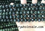 CCJ343 15.5 inches 6mm faceted round dark green jade beads