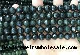 CCJ344 15.5 inches 8mm faceted round dark green jade beads