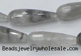CCQ109 15.5 inches 10*30mm faceted teardrop cloudy quartz beads