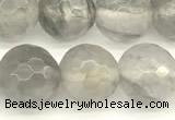 CCQ602 15 inches 10mm faceted round cloudy quartz beads