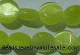 CCT494 15 inches 8mm flat round cats eye beads wholesale CCT494 15 inches 8mm flat round cats eye beads wholesale