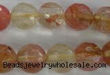 CCY505 15.5 inches 14mm faceted round volcano cherry quartz beads