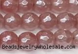 CCY665 15 inches 6mm faceted round AB-color cherry quartz beads