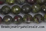 CDB322 15.5 inches 8mm faceted round dragon blood jasper beads