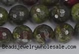 CDB324 15.5 inches 12mm faceted round dragon blood jasper beads