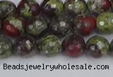 CDB330 15.5 inches 8mm faceted round A grade dragon blood jasper beads