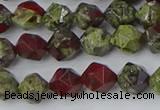 CDB336 15.5 inches 6mm faceted nuggets dragon blood jasper beads