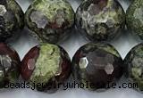 CDB357 15 inches 10mm faceted round dragon blood jasper beads