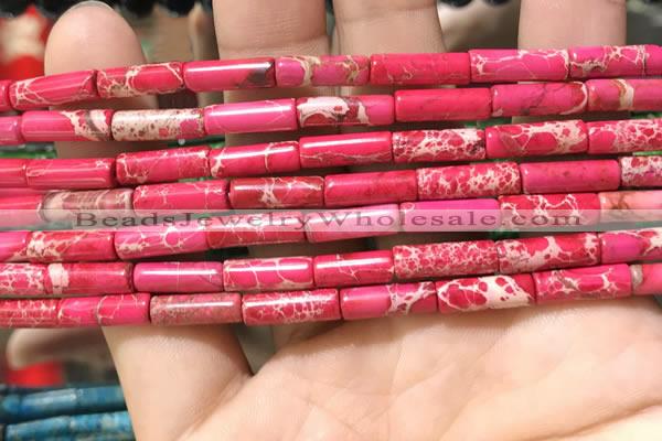 CDE1102 15.5 inches 4*13mm tube sea sediment jasper beads