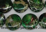 CDE174 15.5 inches 20mm flat round dyed sea sediment jasper beads