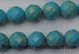 CDE2153 15.5 inches 12mm faceted round dyed sea sediment jasper beads