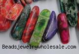 CDI987 15.5 inches 8*22mm - 10*38mm dyed imperial jasper chips beads