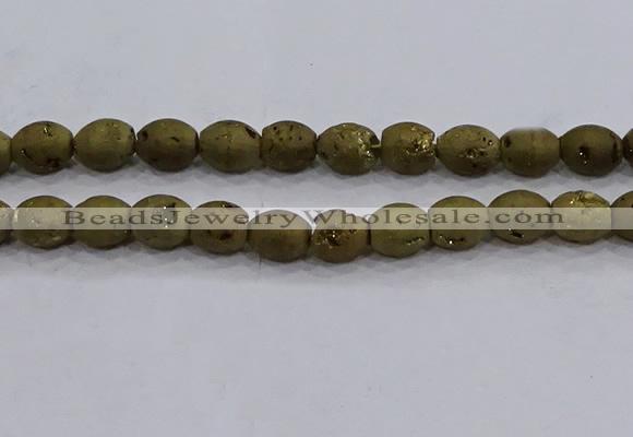 CDQ621 8 inches 10*12mm rice druzy quartz beads wholesale