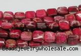 CDT19 15.5 inches 8*8mm square dyed aqua terra jasper beads