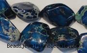 CDT262 15.5 inches 18*20mm nugget dyed aqua terra jasper beads