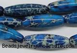 CDT48 15.5 inches 10*30mm rice dyed aqua terra jasper beads