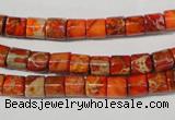 CDT735 15.5 inches 6*6mm tube dyed aqua terra jasper beads