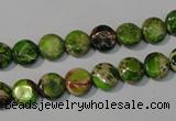 CDT935 15.5 inches 8mm flat round dyed aqua terra jasper beads