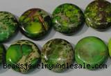 CDT937 15.5 inches 16mm flat round dyed aqua terra jasper beads