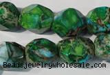 CDT964 15.5 inches 14*17mm faceted nuggets dyed aqua terra jasper beads