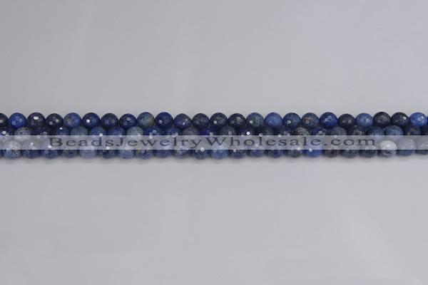CDU322 15.5 inches 4mm faceted round blue dumortierite beads