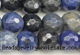 CDU385 15 inches 6mm faceted round dumortierite beads