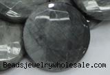 CEE41 15.5 inches 40mm faceted coin eagle eye jasper beads wholesale