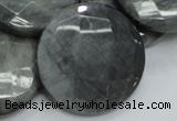 CEE41 15.5 inches 40mm faceted coin eagle eye jasper beads wholesale