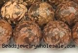 CEJ311 15 inches 8mm faceted round elephant skin jasper beads