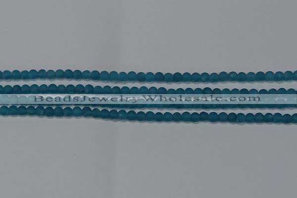 CEQ265 15.5 inches 4mm round matte blue sponge quartz beads