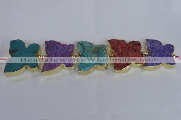 CFG1197 7.5 inches 40*45mm - 45*55mm butterfly druzy agate beads