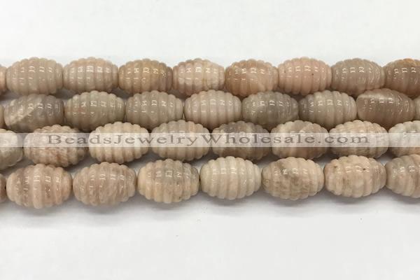 CFG1506 15.5 inches 15*20mm carved rice moonstone beads