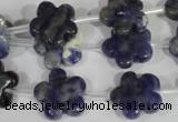 CFG669 15.5 inches 15mm carved flower sodalite gemstone beads