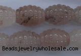 CFG751 15.5 inches 15*20mm carved rice natural pink quartz beads
