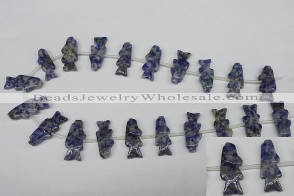 CFG851 Top-drilled 10*26mm carved animal sodalite gemstone beads