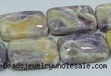 CFJ08 15.5 inches 18*25mm rectangle natural purple flower stone beads