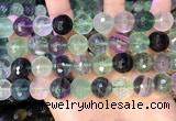 CLF1158 15.5 inches 12mm faceetd round fluorite gemstone beads